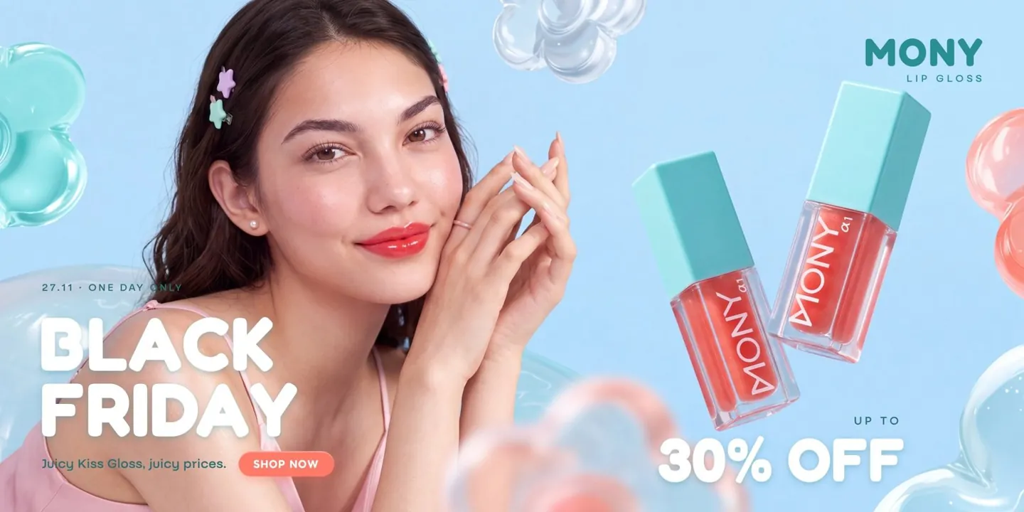 Black Friday launch banner design for a beauty brand