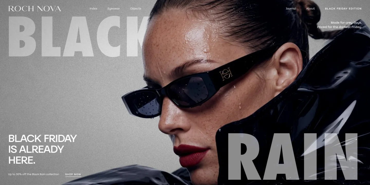 Website hero banner design for an eyewear brand