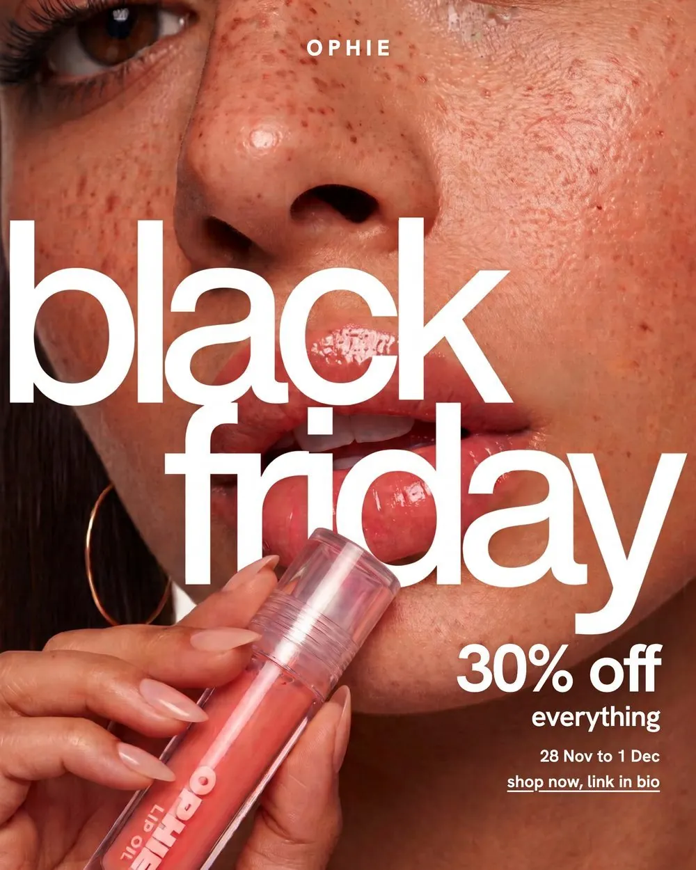 Black Friday campaign post design for a lip gloss brand